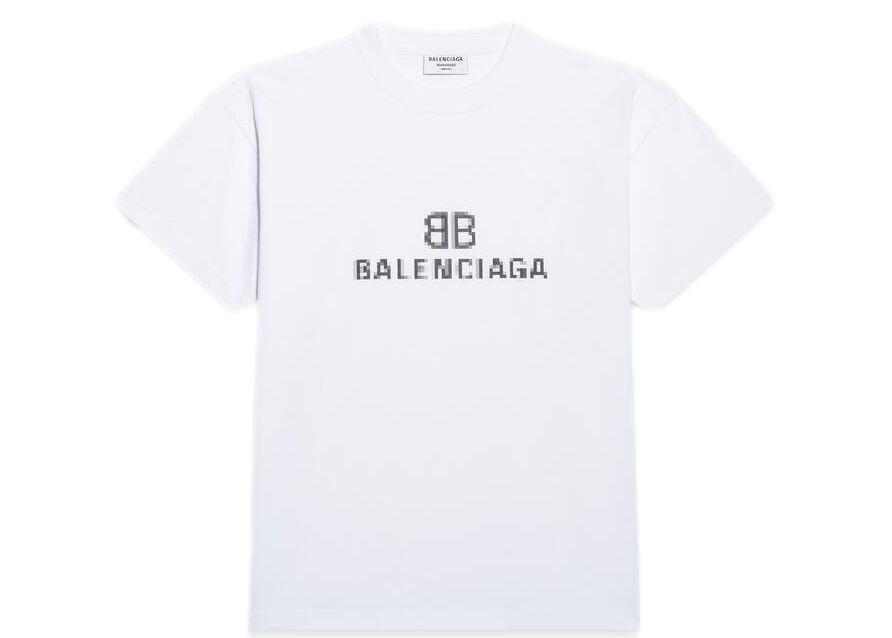 Balenciaga Womens BB Pixel Medium Fit T-shirt White