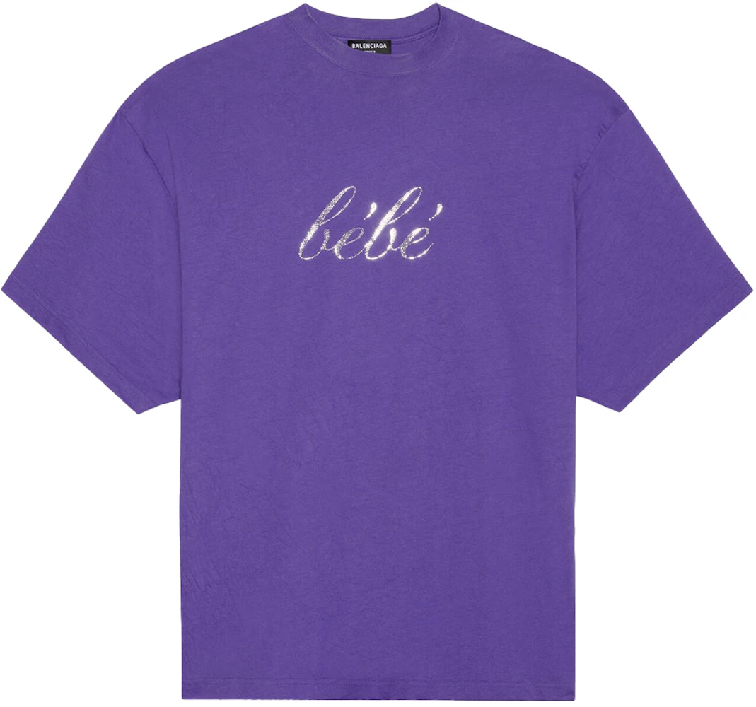 Balenciaga Womens Bebe Worn-out T-shirt Purple - SS22 - US