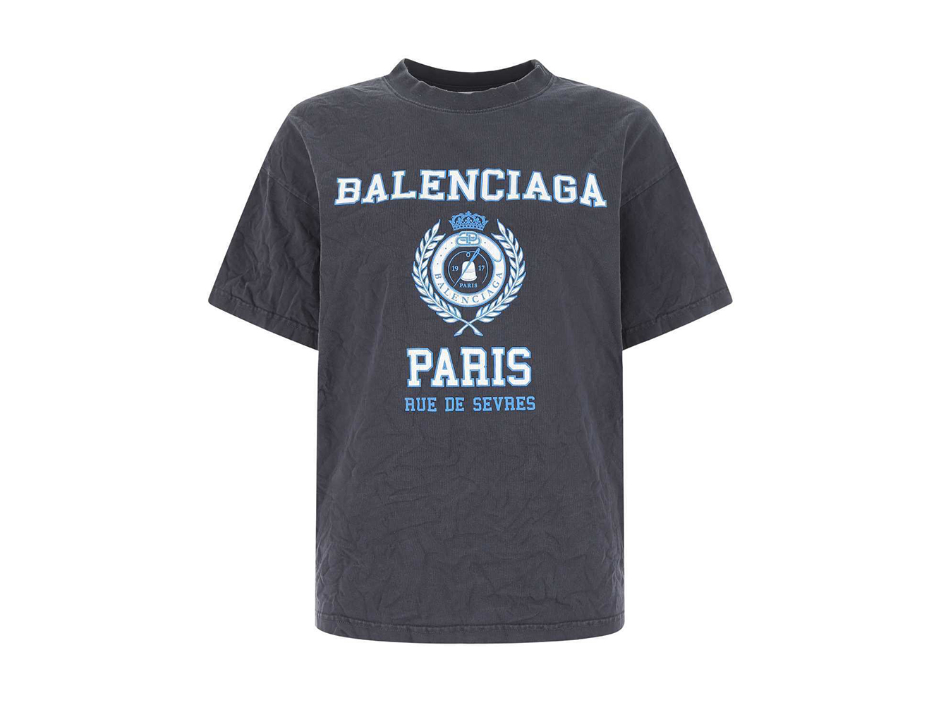Balenciaga Blue Logo Printed Cotton Crewneck TShirt XXL Balenciaga  TLC