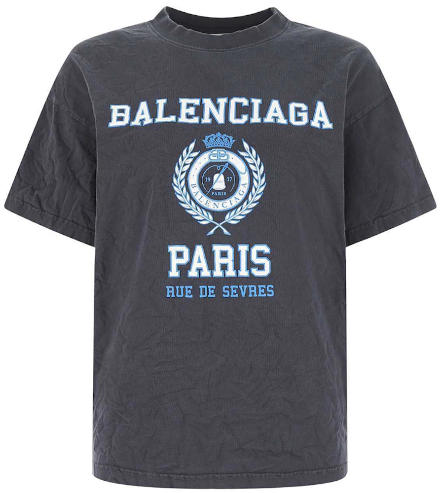 Balenciaga Women's College 1917 Medium Fit T-Shirt Blue - US