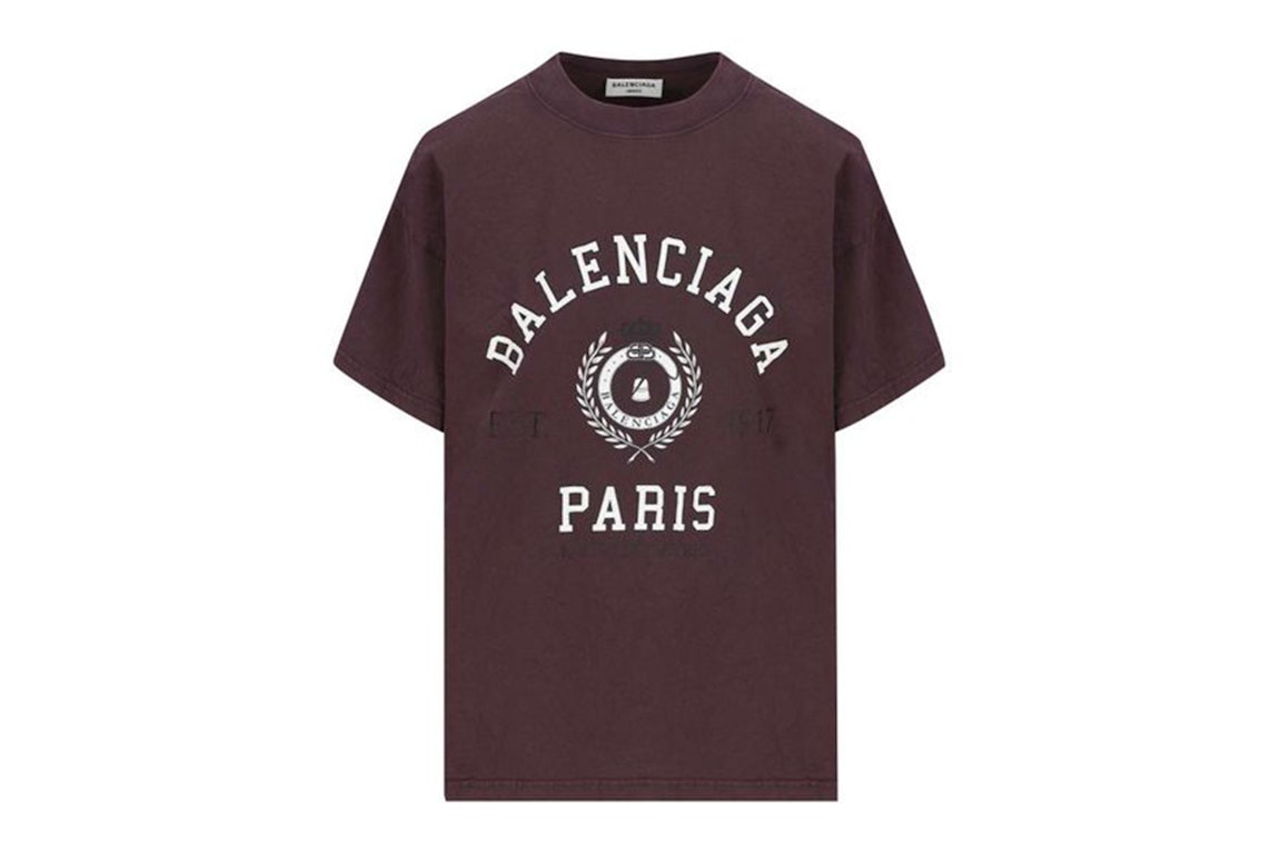 Pre-owned Balenciaga Women's College 1917 Medium Fit T-shirt Burgundy