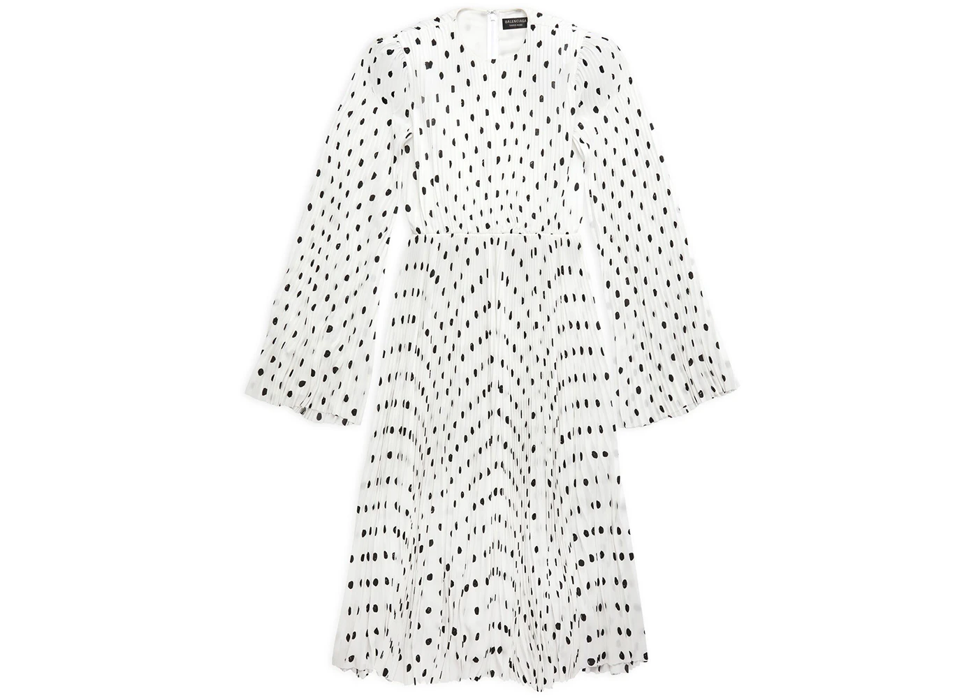 Balenciaga Women's Hand Drawn Polka Dot Pleated Dress White - SS23 - US