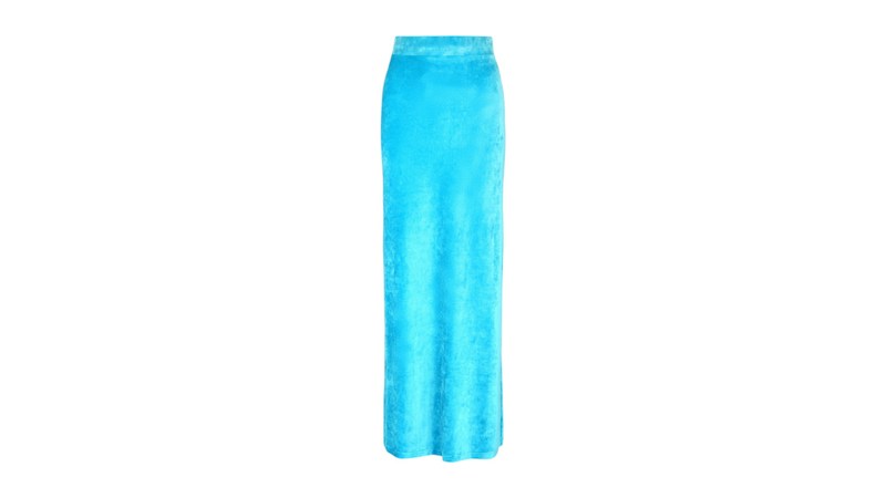 Balenciaga Women's High-Rise Velvet Maxi Skirt Azure