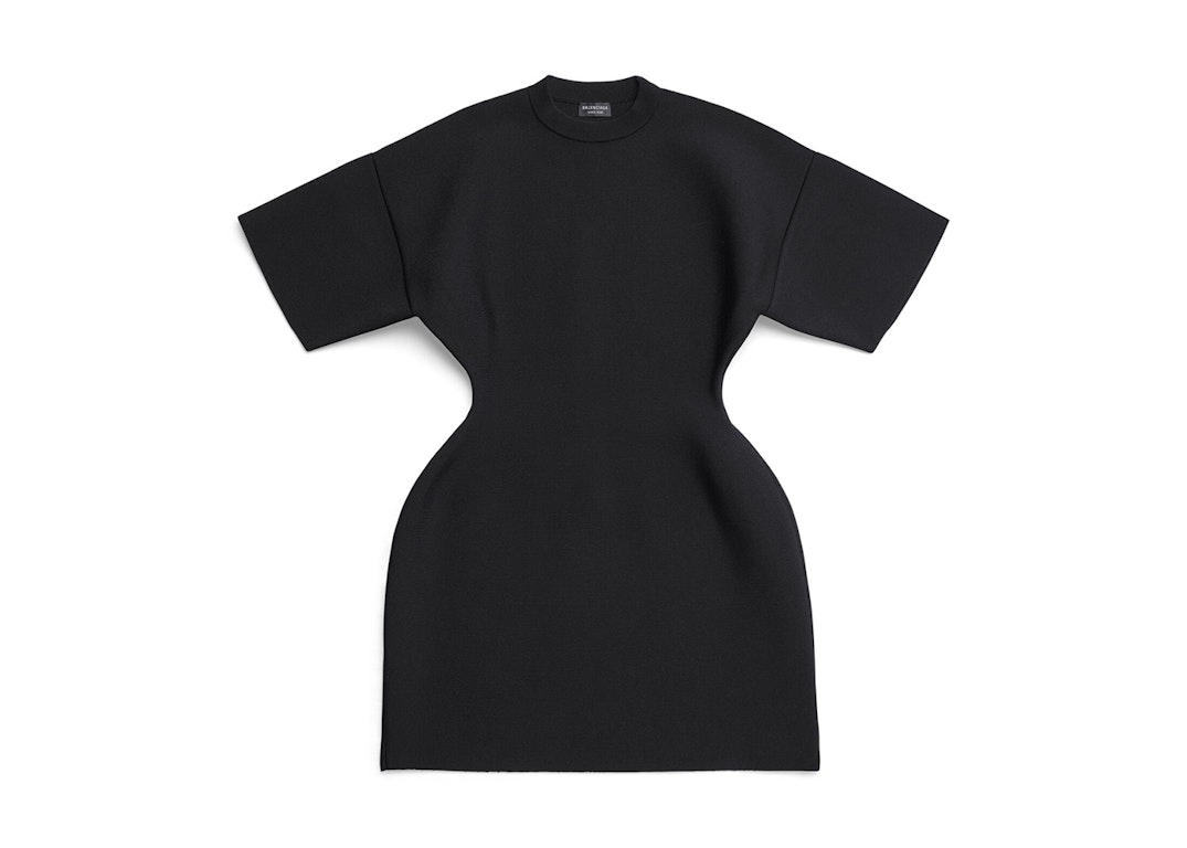 Pre-owned Balenciaga Women's Hourglass Crewneck Short Sleeve Dress Black