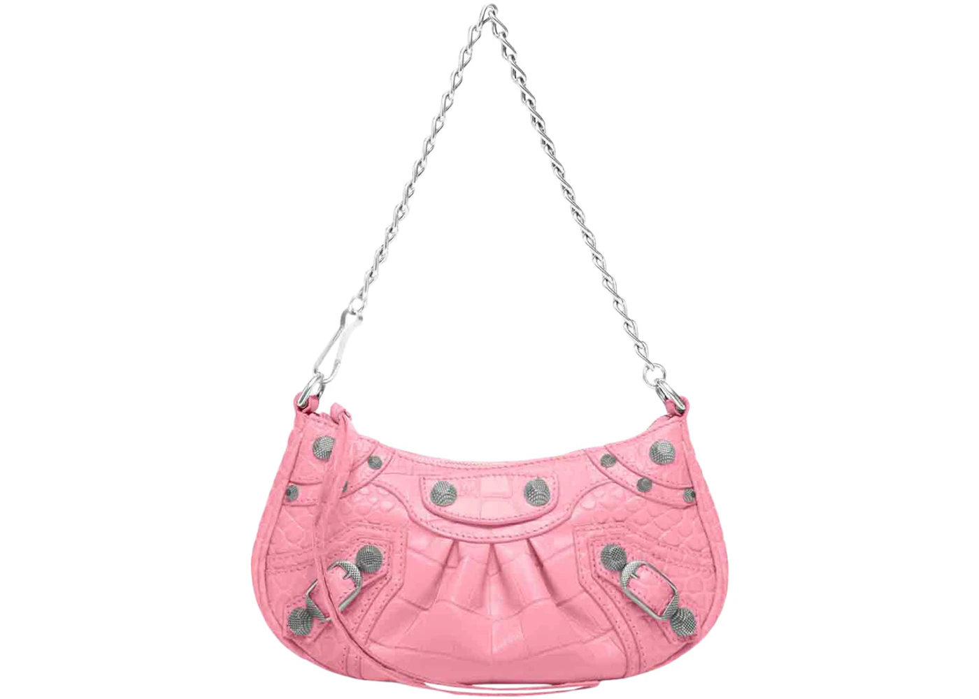 Balenciaga Le Cagole Mini Bag with Chain Crocodile Embossed Pink in ...