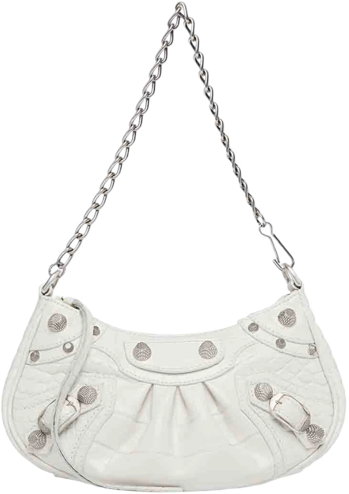 Balenciaga Le Cagole Mini Bag with Chain Crocodile Embossed White in ...