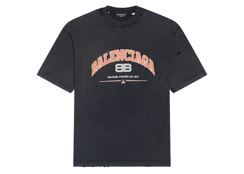 Balenciaga Womens Maison Balenciaga Medium Fit T-Shirt Black/Orange/White