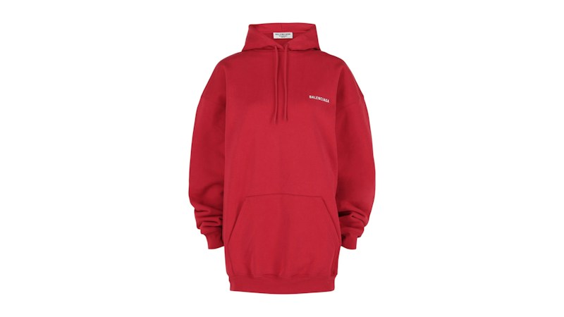 Balenciaga Women's Medium Fit Logo Hoodie Raspberry/White