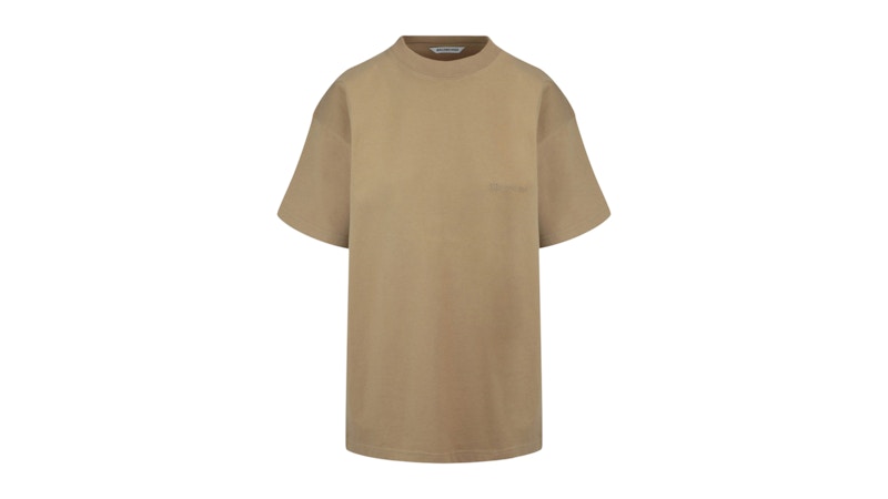 BALENCIAGA ブラウン オーバーサイズ Tシャツ Balenciaga Women's Medium Fit Logo T-Shirt Oat - JP