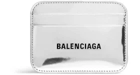 Balenciaga Womens Mirror Effect Card Holder Silver