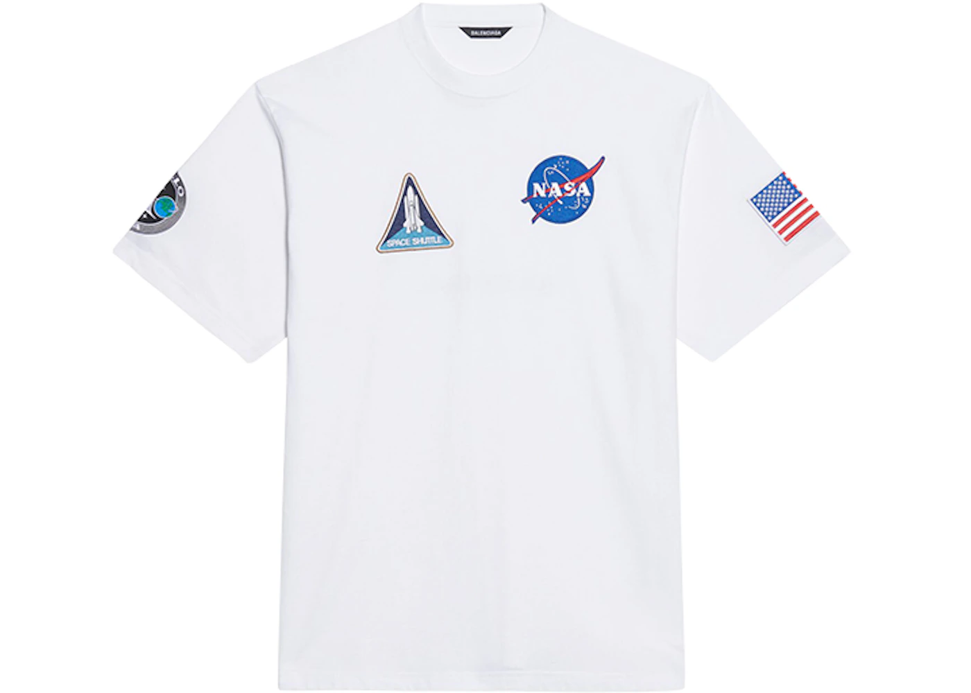 Balenciaga Womens NASA Space Multi-Patch T-Shirt White US