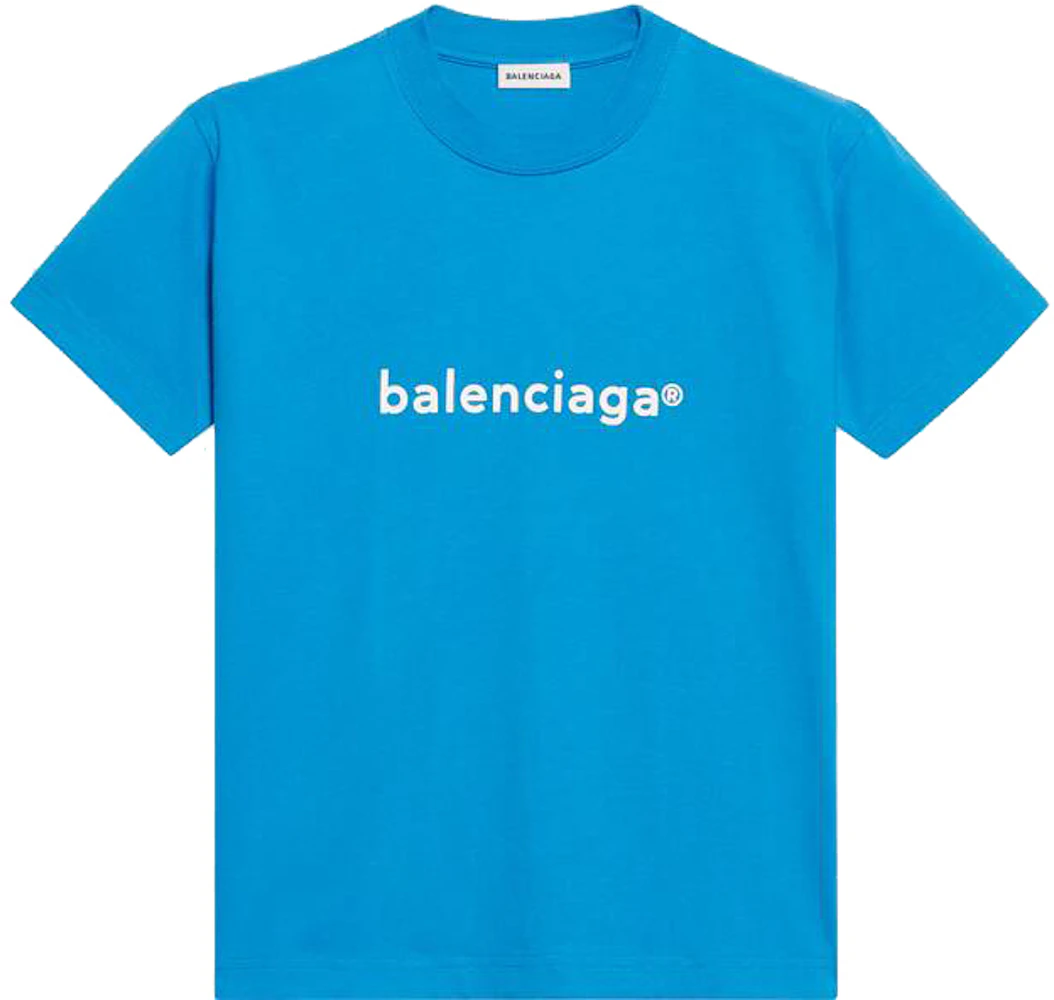 Balenciaga Womens New Fitted T-shirt Blue/White - SS21 - US