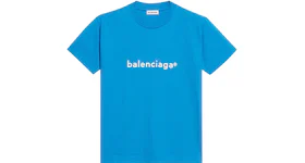 Balenciaga Womens New Copyright Fitted T-shirt Blue/White
