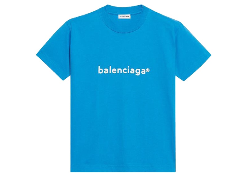 Balenciaga Womens New Copyright Small Fit T-shirt Blue/White