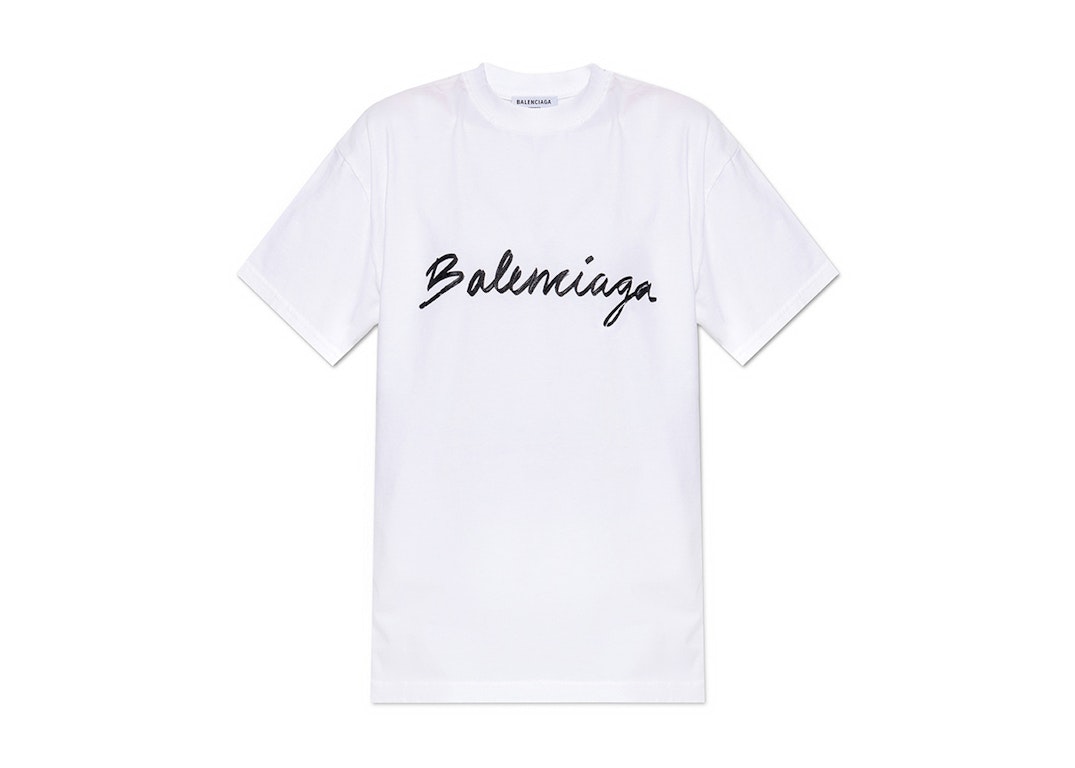 Pre-owned Balenciaga Women's Script Logo T-shirt White/black