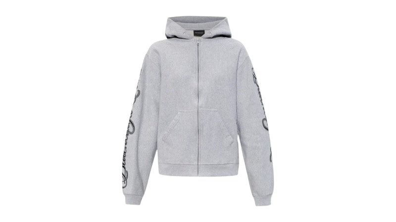 Balenciaga Women's Standard Zip Hoodie Light Heather Grey/Black