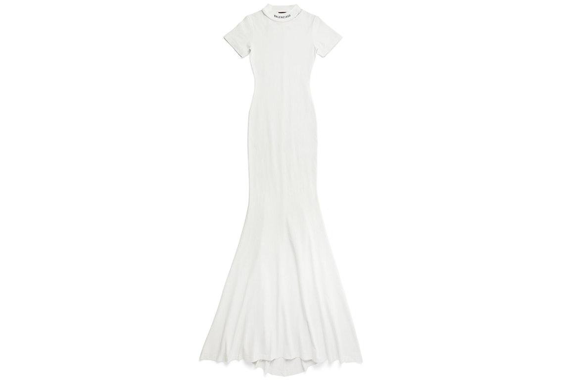 Pre-owned Balenciaga Women's T-shirt Maxi Dress White