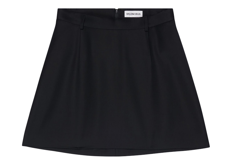 スカート BALENCIAGA Black Wool Mini Skirt Balenciaga Women's Virgin Wool Twill Large Fit Mini Skirt