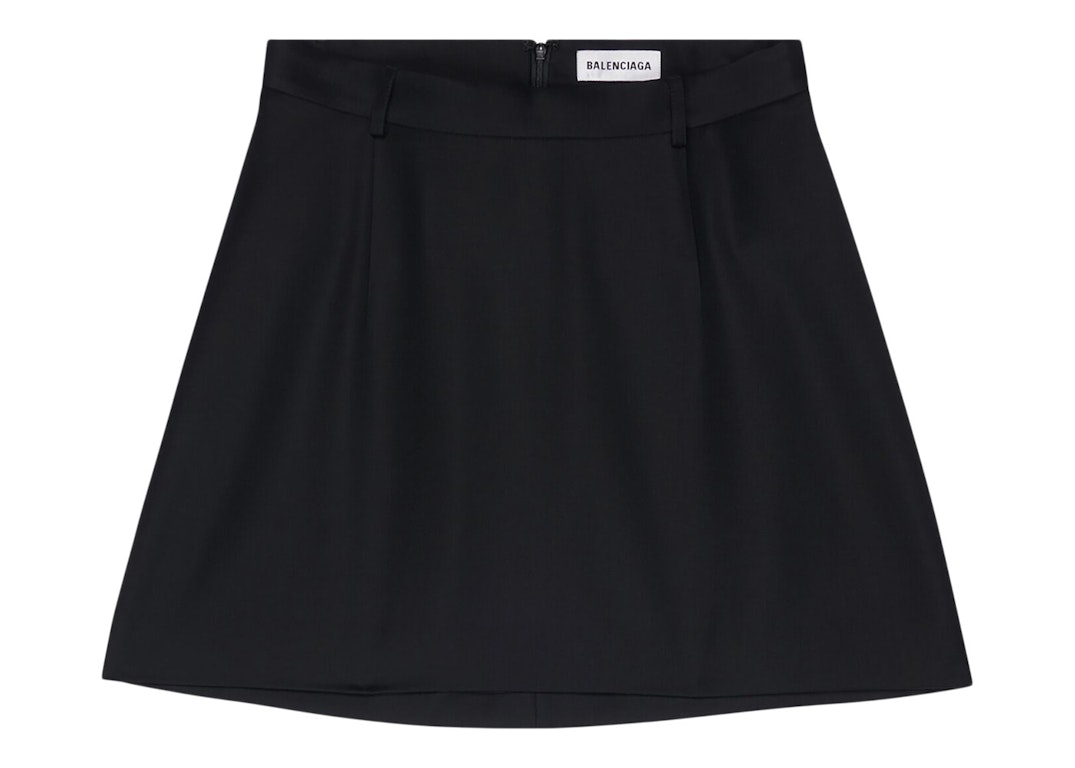 Pre-owned Balenciaga Women's Virgin Wool Twill Large Fit Mini Skirt Black