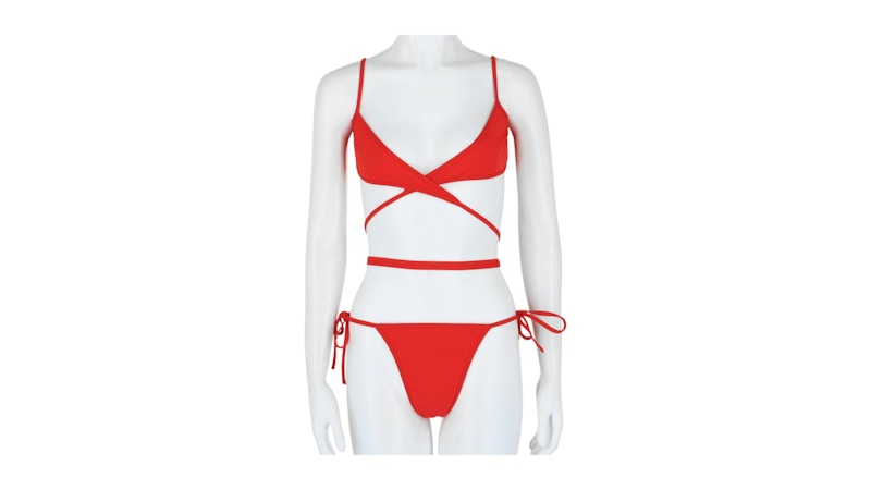BALENCIAGA バレンシアガ　水着　赤　XS Balenciaga Women's Wrap-Around Bikini Set Red - US