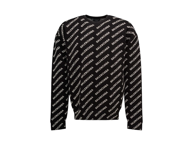 Pre-owned Balenciaga Men's  Wool All Over Print Sweater In Black