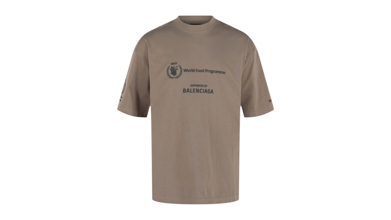 Balenciaga World Food Programme Crewneck T-Shirt Taupe/Black Men's