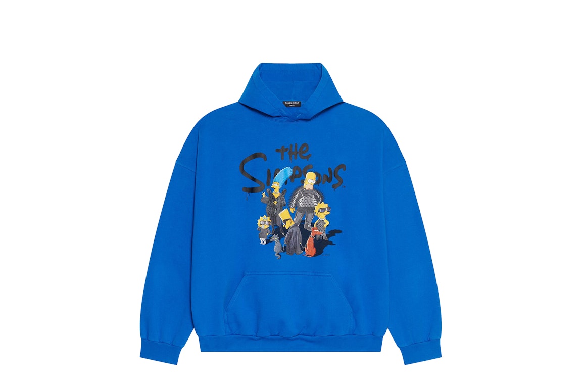 Pre-owned Balenciaga X The Simpsons Wide Fit Hoodie Indigo