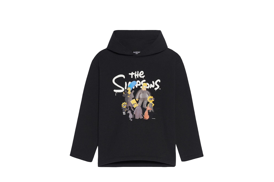 Pre-owned Balenciaga X The Simpsons Womens Cropped Hoodie Black
