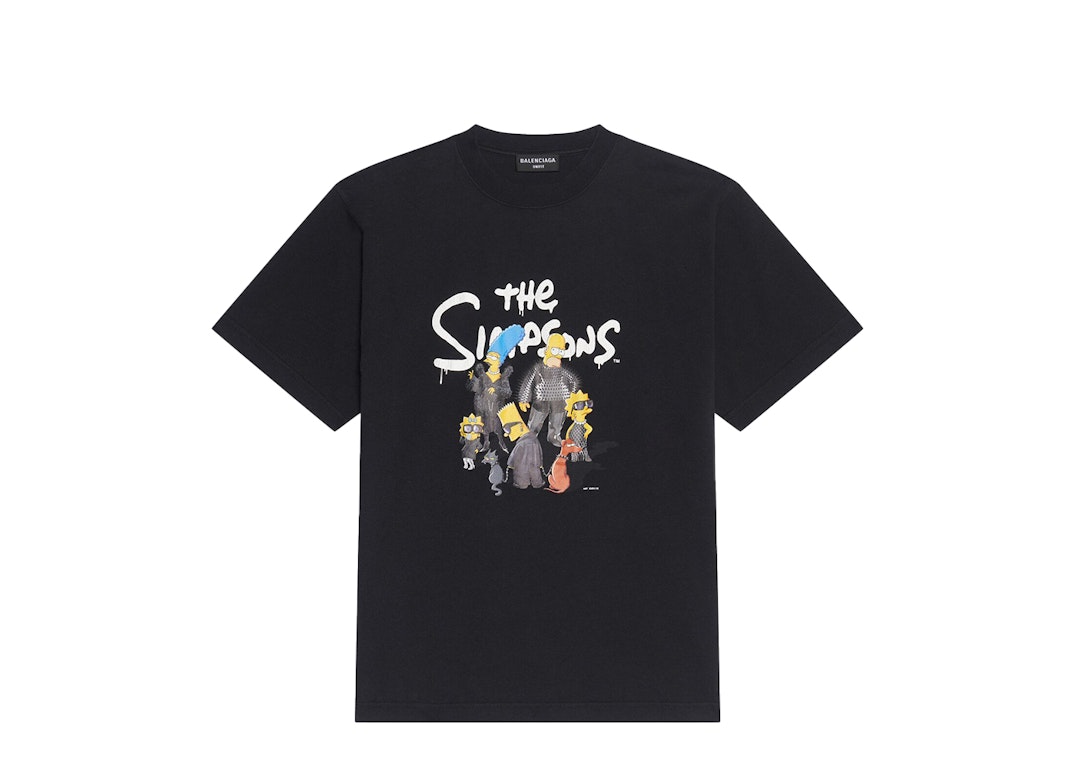 Pre-owned Balenciaga X The Simpsons Womens Small Fit T-shirt Black