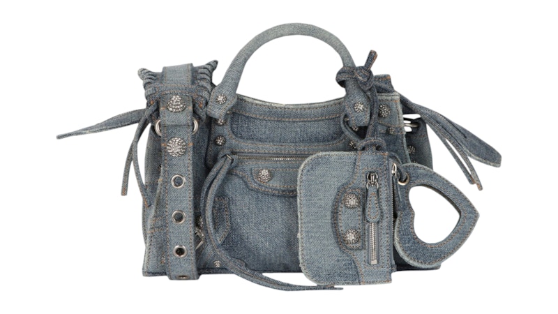 Balenciaga XS Neo Cagole Denim City Bag Blue - US Balenciaga XS Neo Cagole Denim City Bag Blue - US