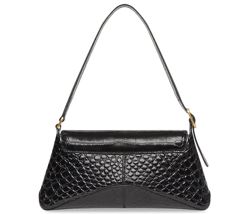 Balenciaga XX Crocodile Embossed Flap Bag Small Black in Calfskin