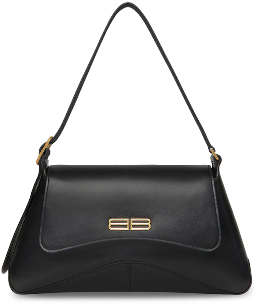Balenciaga XX Flap Bag Medium Black in Calfskin Leather with Gold-tone - US