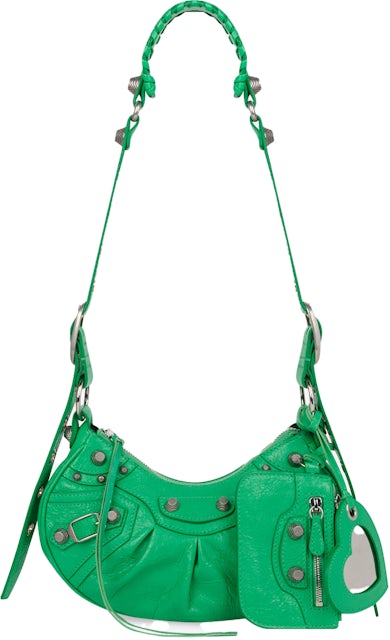 Balenciaga Le Cagole Shoulder Bag XS Green in Lambskin Leather with  Silver-tone - US