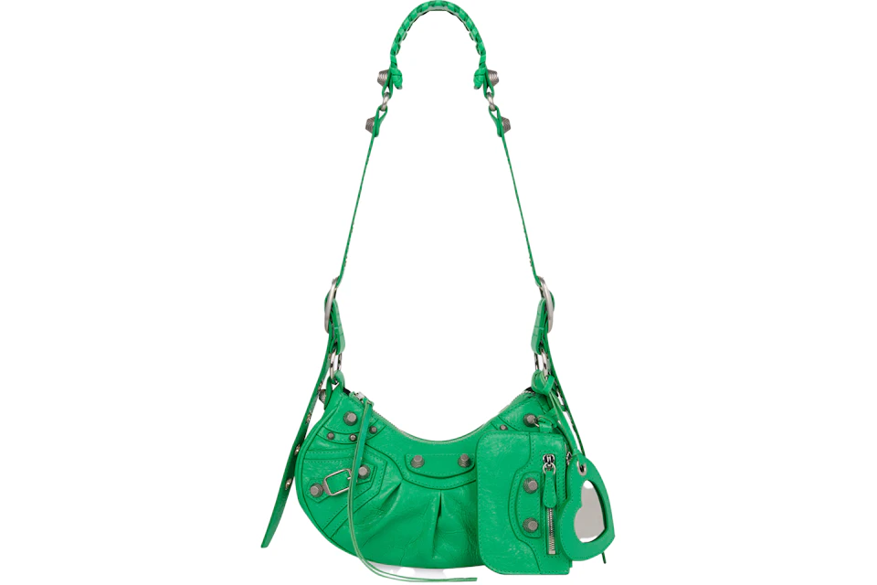 Balenciaga Le Cagole Shoulder Bag XS Green in Lambskin Leather with ES