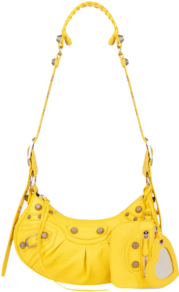 Balenciaga Le Cagole Shoulder Bag XS Yellow in Lambskin Leather