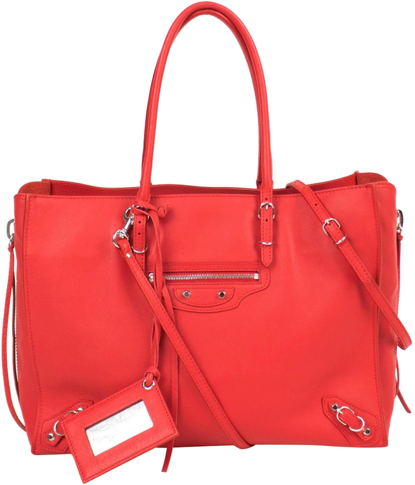 Balenciaga Zip Around Papier Red in Leather with Silver-tone - MX