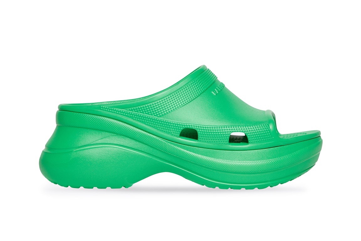 Pre-owned Balenciaga X Crocs Pool Slide Sandals Green
