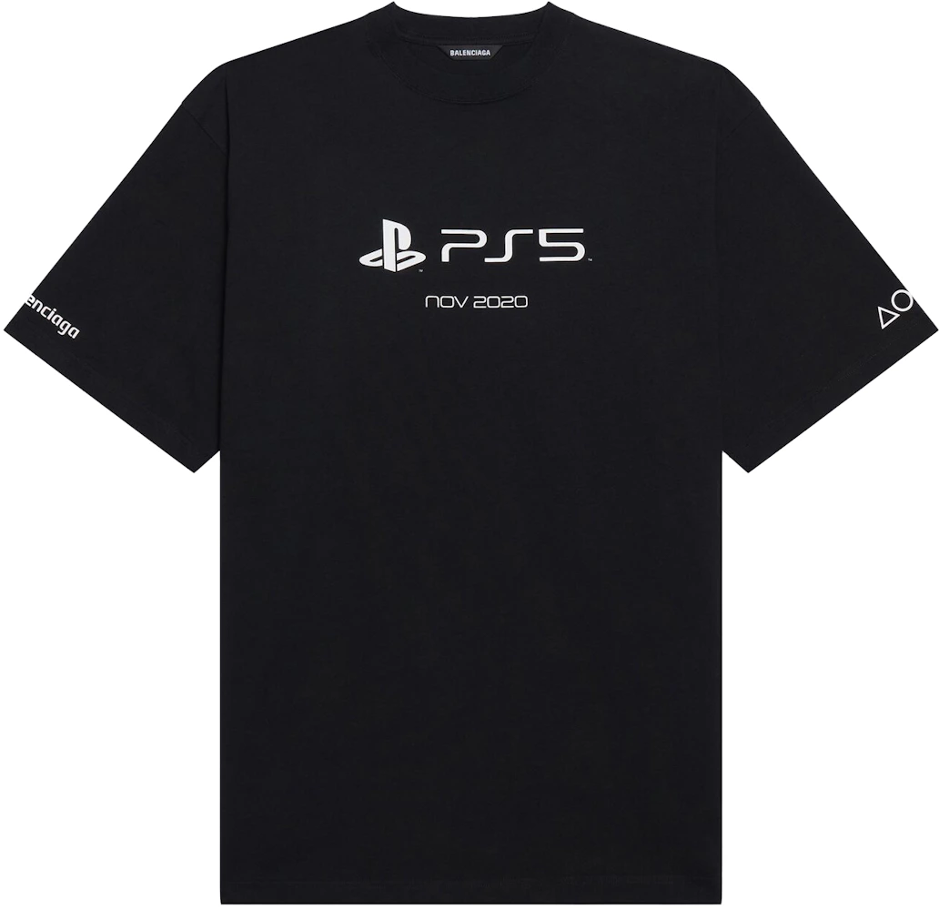 Balenciaga PlayStation Boxy T-shirt Black SS21 Men's US