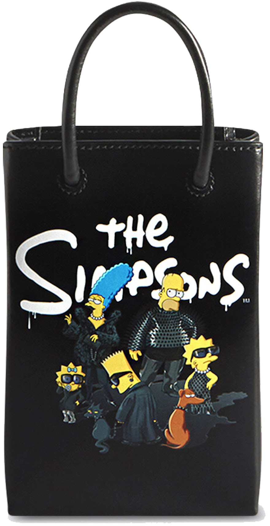 etage Bortset ser godt ud Balenciaga x The Simpsons Mini Shopping Bag Black in Calfskin Leather with  Silver-tone - US