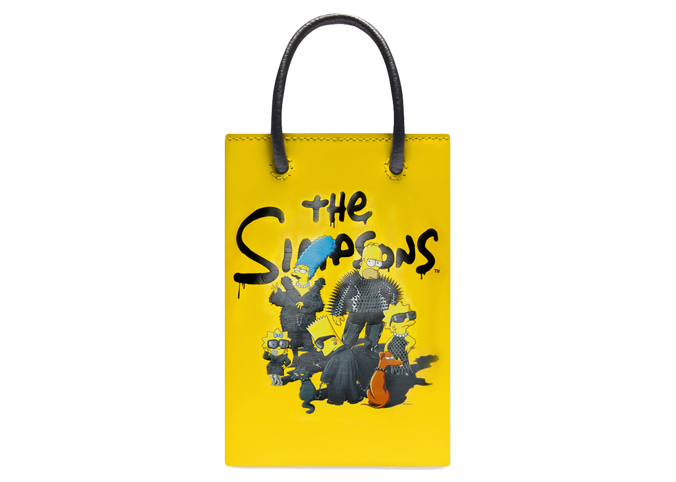 Balenciaga x The Simpsons Mini Shopping Bag Yellow in Calfskin 