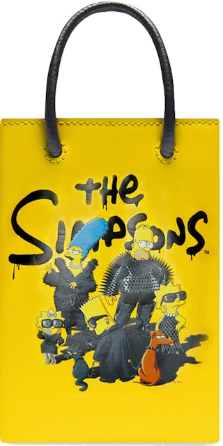 Balenciaga x The Simpsons Mini Shopping Bag Yellow in Calfskin