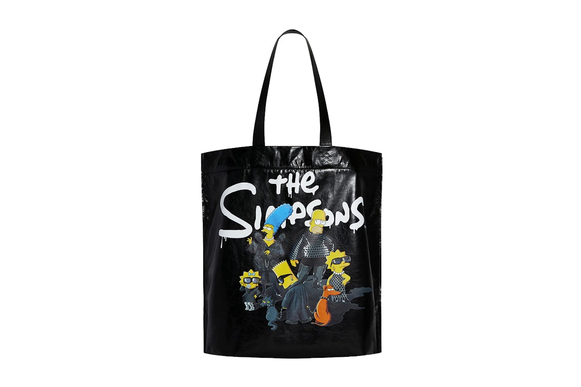 Pre-owned Balenciaga X The Simpsons Shopper Shoulder Tote Bag Medium Black