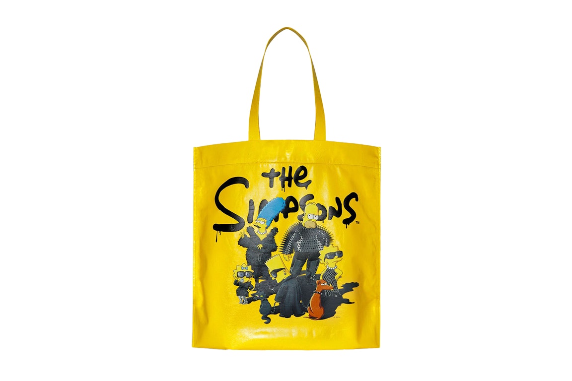 Pre-owned Balenciaga X The Simpsons Shopper Shoulder Tote Bag Medium Yellow