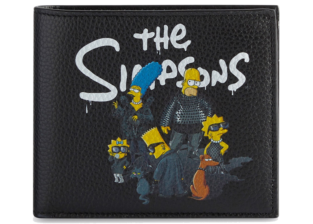 Pre-owned Balenciaga X The Simpsons Square Folded Coin Wallet Black