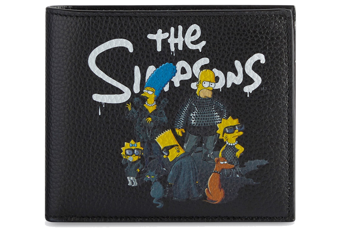 Pre-owned Balenciaga X The Simpsons Square Folded Coin Wallet Black
