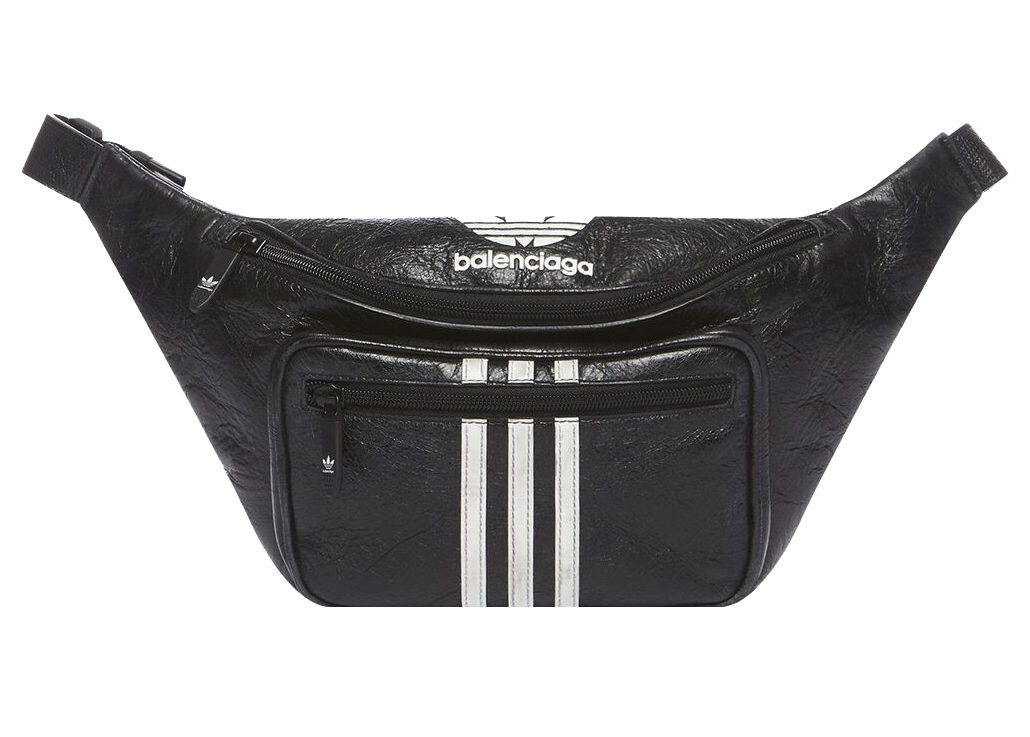 Balenciaga Canvas Jacquard All Over Logo Souvenir XS Belt Bag Gray Black