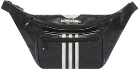 Balenciaga x adidas Small Crossbody Messenger Bag Black/White in Aged Arena  Lambskin Leather - US