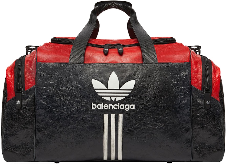 zwaan grafisch Oplossen Balenciaga x adidas Gym Bag Black/Red in Aged Arena Lambskin Leather - US