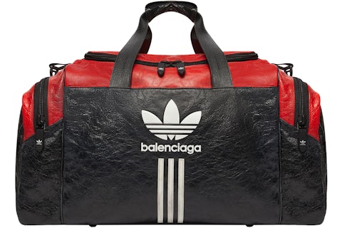 Balenciaga x adidas Gym Bag Black/Red in Aged Arena Lambskin
