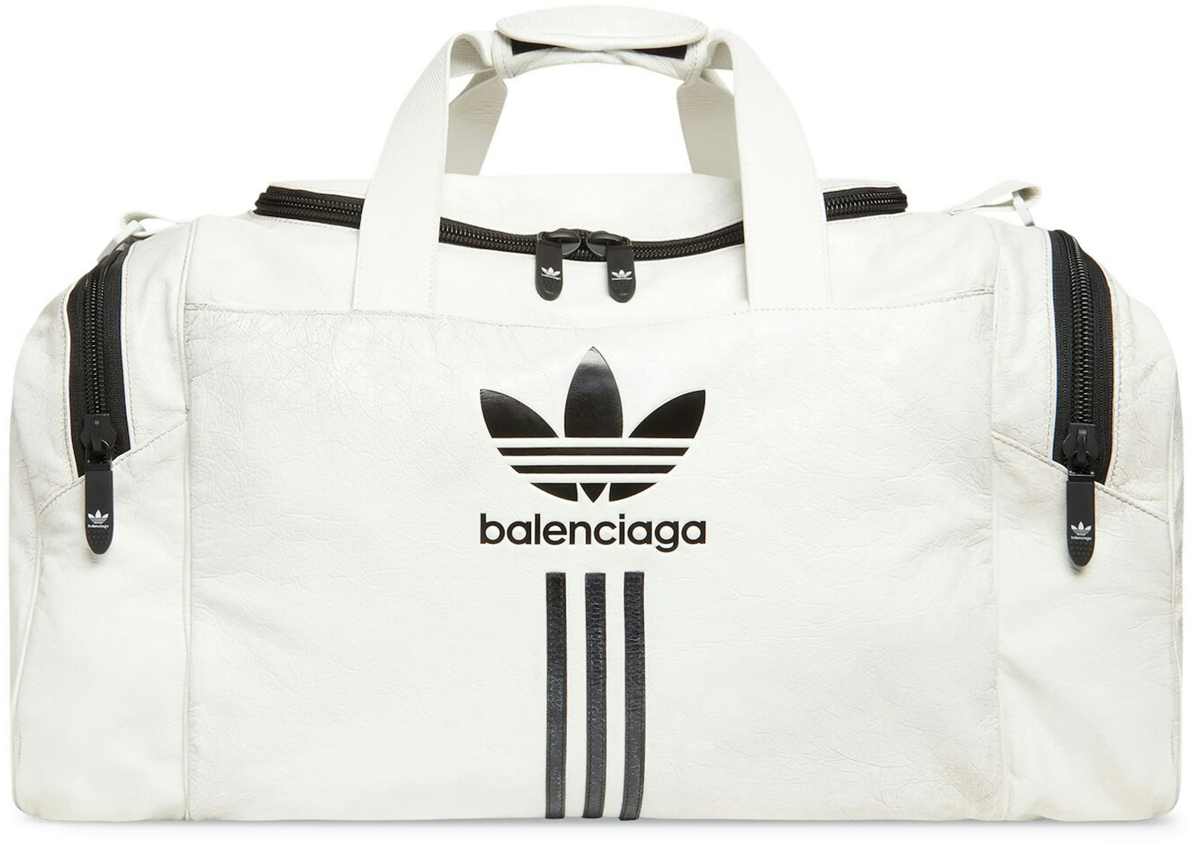 Monteur bolvormig bovenste Balenciaga x adidas Gym Bag White/Black in Aged Arena Lambskin Leather - US